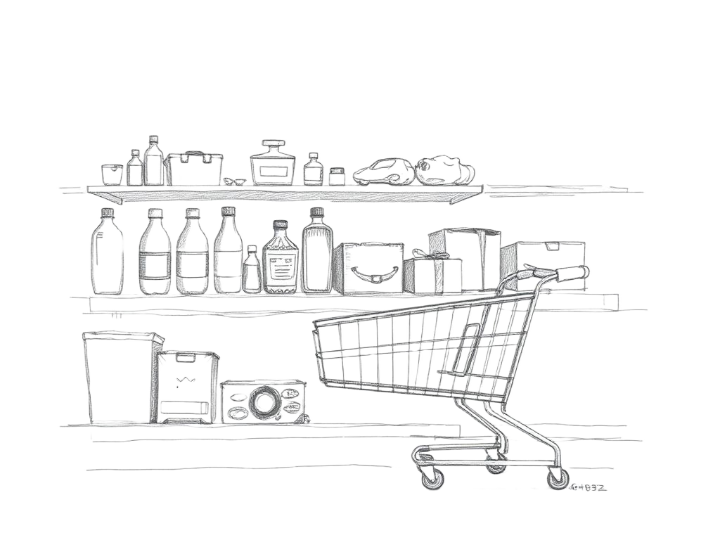 Pencil illustration representing FMCG