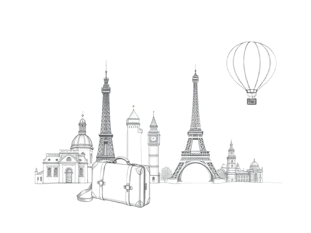 Pencil illustration representing Tourism