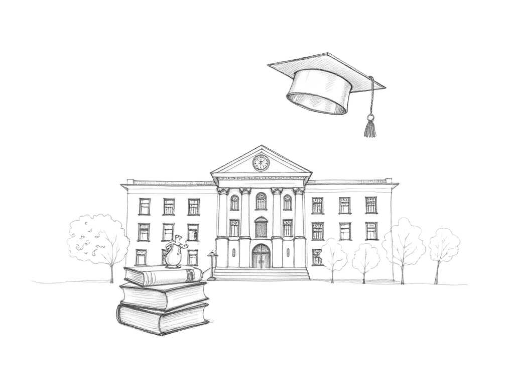 Pencil illustration representing Universities