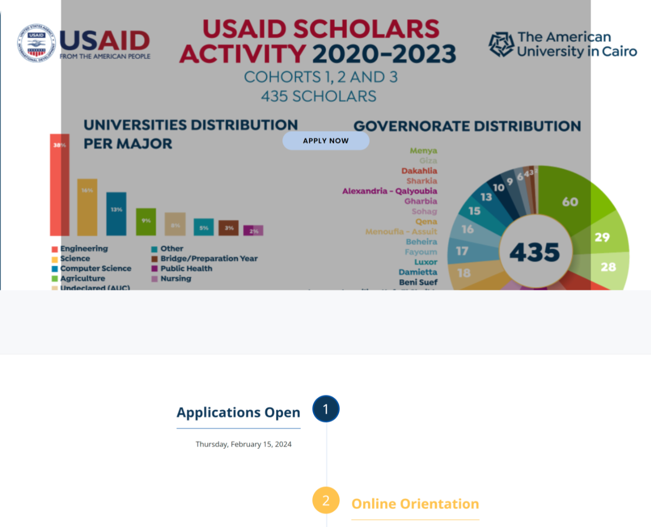 Screenshot of a scholarship program's landing page powered by Untap.